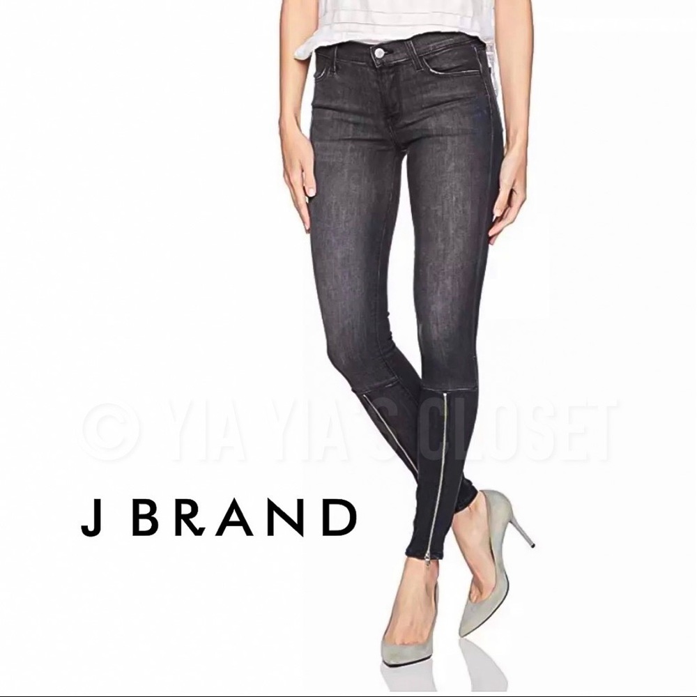 J Brand SZ 23 Women's 620 Zip-Hem Super-Skinny Jeans in Black Heath NEW